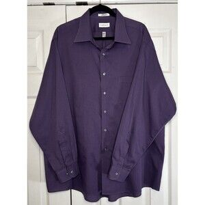 Van Heusen Dress Shirt sz XXL Purple Button Down Wrinkle Free 18.5 34/35